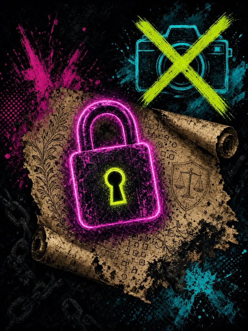 Candado y cámara tachada privacidad